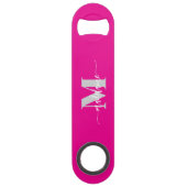 Monogram Pink White Silver Persönlich Speed Flaschenöffner (Vorderseite)