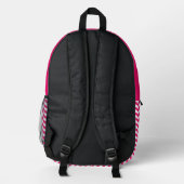 Monogram Pink White Wavy Stripes Psychedelic Bedruckter Rucksack (Rückseite)
