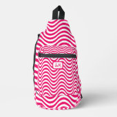 Monogram Pink White Wavy Stripes Psychedelic Crossbody Bag (Vorderseite)