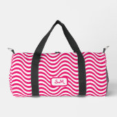 Monogram Pink White Wavy Stripes Psychedelic SM Duffle Bag (Vorderseite)