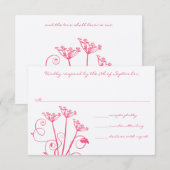 Monogram Pink Wild Blume Wedding RSVP Karte (Vorne/Hinten)
