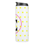 Monogram Pink Yellow Polka Dots Thermosbecher (Nach rechts gedreht)