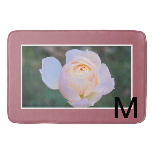 Monogram Pink Yellow Rose Gold Badematte (Vorderseite)