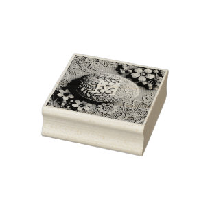 Monogram, pinkfarbenes weißes blühendes Osterei Gummistempel