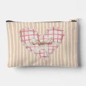 Monogram Pinky Retro Herz Niedliche Aquarellstreif Zubehörtasche (Rückseite)