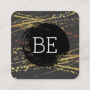 Monogram Pinselgoldspatter Quadratische Visitenkarte