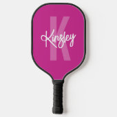 Monogram-Pinselschrift Rosa Pickleball Schläger (Rückseite)