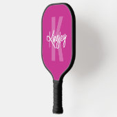 Monogram-Pinselschrift Rosa Pickleball Schläger (Links)