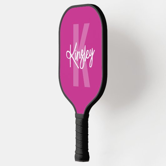 Monogram-Pinselschrift Rosa Pickleball Schläger (Links)