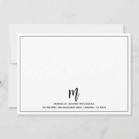 Monogram Pinselskript Anfangsnamensgrenze Mitteilungskarte (Vorderseite)