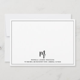 Monogram Pinselskript Anfangsnamensgrenze Mitteilungskarte