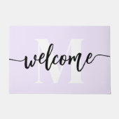 Monogram Pinselskript Begrüßung Pastell Lila Fußmatte (Vorderseite)