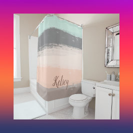Monogram Pinselstriche farbenfroh | Duschvorhang