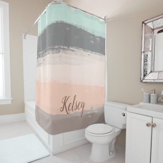 Monogram Pinselstriche farbenfroh | Duschvorhang (Beispiel)