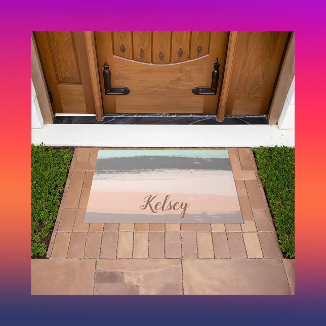 Monogram Pinselstriche farbenfroh | Fußmatte (Von Creator hochgeladen)