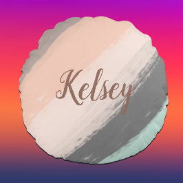 Monogram Pinselstriche farbenfroh | Rundes Kissen