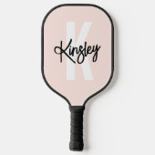 Monogram-Pinselstrichschrift Rosa Pickleball Schläger (Rückseite)