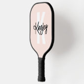 Monogram-Pinselstrichschrift Rosa Pickleball Schläger (Links)