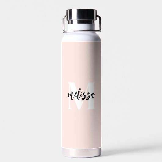 Monogram-Pinselstrichschrift Rosa Trinkflasche (Rückseite)