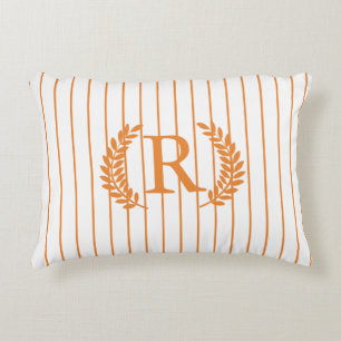 Monogram Pinstripes mit Laurel Wreath orange Zierkissen