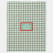 Monogram Plaid Blanket Red Green Christmas Chic Fleecedecke (Vorderseite)