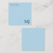 Monogram Plain Blue Trendy Business Mitteilungskarte (Vorne/Hinten)