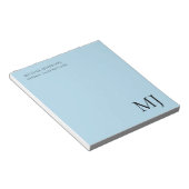 Monogram Plain Blue Trendy Business Notizblock (angewinkelt)