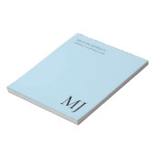 Monogram Plain Blue Trendy Business Notizblock (Rotiert)