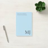 Monogram Plain Blue Trendy Business Post-it Klebezettel (Büro)