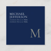 Monogram Plain Dark Blue Trendy Business Begleitkarte (Vorderseite)
