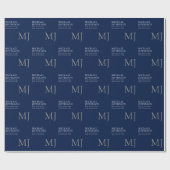 Monogram Plain Dark Blue Trendy Business Geschenkpapier (Flach)