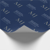 Monogram Plain Dark Blue Trendy Business Geschenkpapier (Ecke)