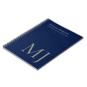 Monogram Plain Dark Blue Trendy Business Notizblock (Linke Seite)