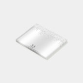 Monogram Platinum Silver Dripping Glitzer Metallic Post-it Klebezettel (angewinkelt)