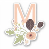 Monogram Playful Peach Vector Floral Motif Aufkleber (Vorderseite)