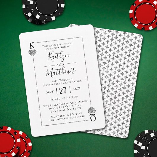 Monogram Playing Card 25. Hochzeitstag Einladung