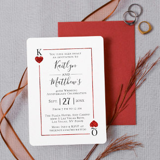 Monogram Playing Card 40 th Wedding Anniversary Einladung