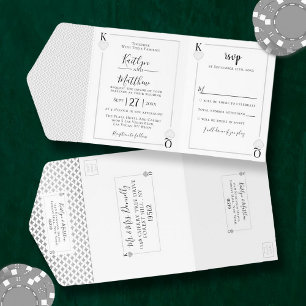Monogram Playing Card Hochzeit Real Foil gedrückt All-in-One-Einladung