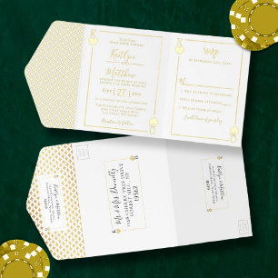 Monogram Playing Card Hochzeit Real Foil gedrückt All-in-One-Einladung