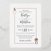 Monogram Playing Card Hochzeit Real Rose Gold Foil Folieneinladung (Vorderseite)