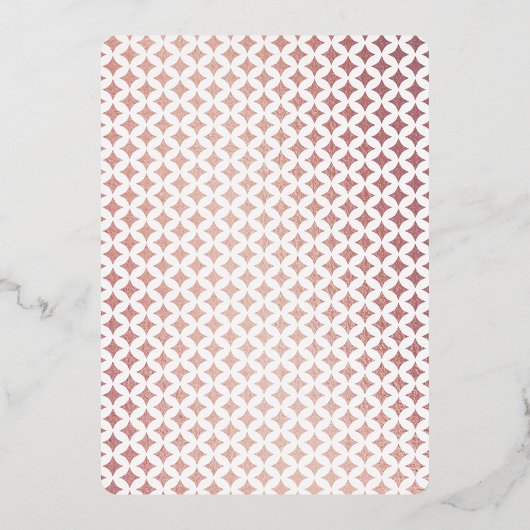 Monogram Playing Card Hochzeit Real Rose Gold Foil Folieneinladung (Rückseite)