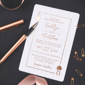 Monogram Playing Card Hochzeit Real Rose Gold Foil Folieneinladung