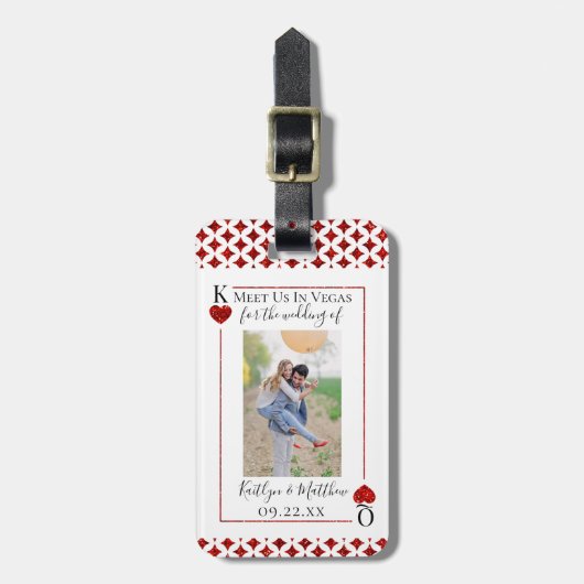 Monogram Playing Card Hochzeitskarte Save the Date Gepäckanhänger (Vorderseite vertikal)