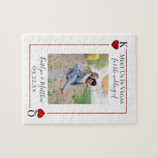 Monogram Playing Card Hochzeitskarte Save the Date Puzzle (Horizontal)