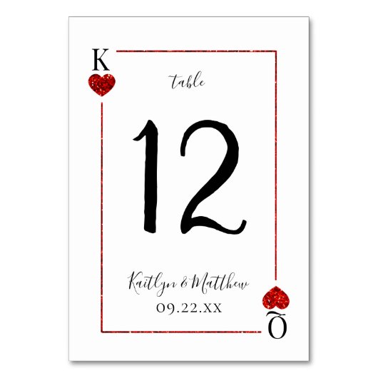 Monogram Playing Card Hochzeitskollektion Tischnummer (Vorderseite)