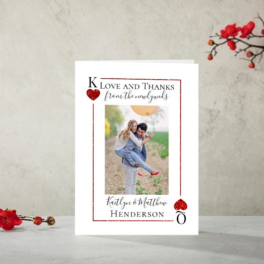 Monogram Playing Card Wedding Collection Vielen Da Dankeskarte