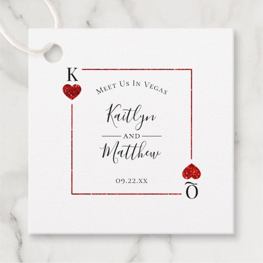 Monogram Playing Card Wedding Save the Date Geschenkanhänger (Vorderseite)