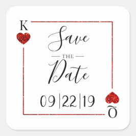 Monogram Playing Card Wedding Save the Date Quadratischer Aufkleber