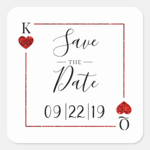 Monogram Playing Card Wedding Save the Date Quadratischer Aufkleber