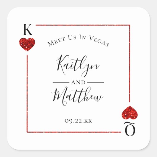 Monogram Playing Card Wedding Save the Date Quadratischer Aufkleber (Vorderseite)